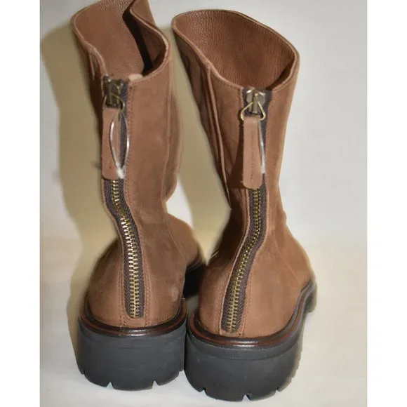$500 PAUL GREEN NOBU ZIP-UP BOOT BROWNNUBUCK SLOUCHY